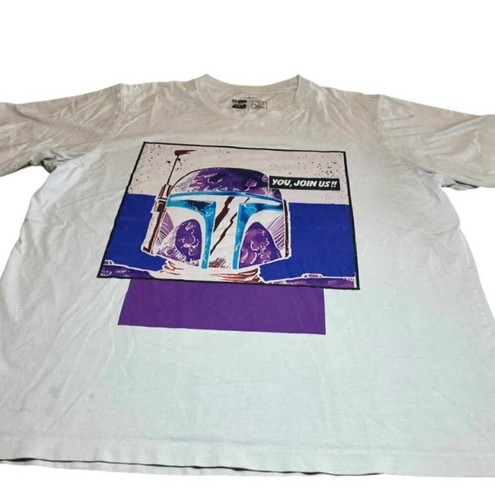UNIQLO STAR WARS MANDALORIAN BOBA FETT YOU JOIN US T SHIRT Size XL - Picture 2 of 8